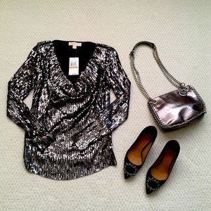 MICHAEL Michael Kors® | Sequin, Long-sleeved Top